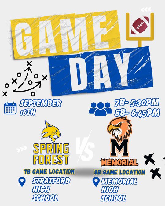 Week 2 🏈🏈🏈

7th Grade:
gofan.co/event/1679353

8th Grade:
gofan.co/event/1679480