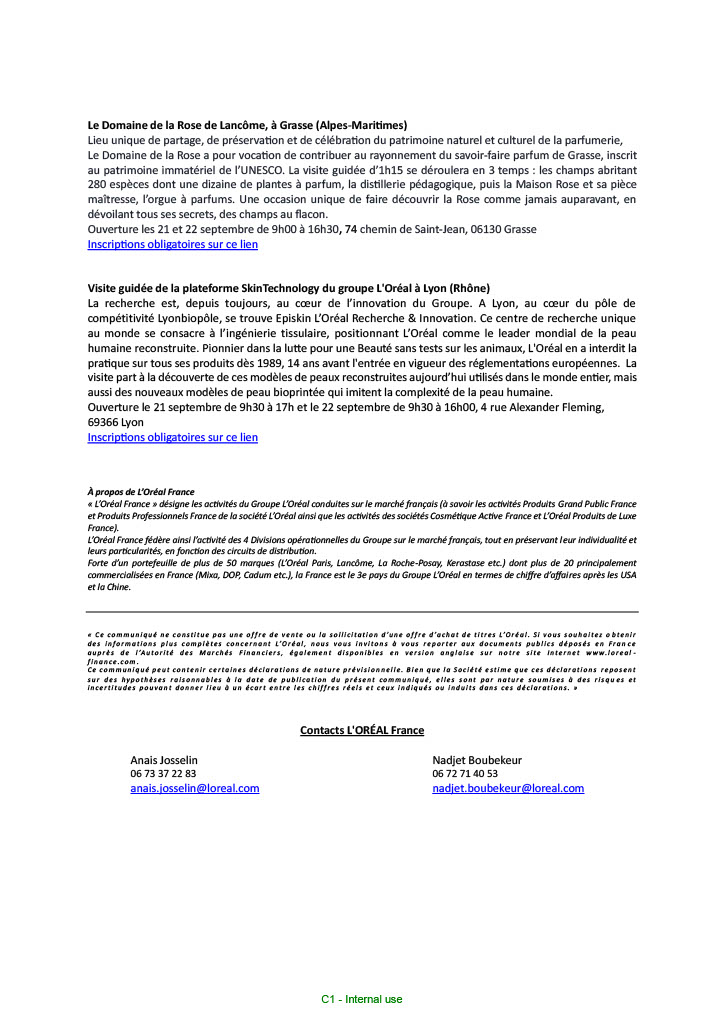 #Newsroom | A l'occasion des Journées européennes du Patrimoine, L'Oréal Groupe ouvre sept de ses sites en France au public.

Lire le communiqué de presse 👇 #JEP2024