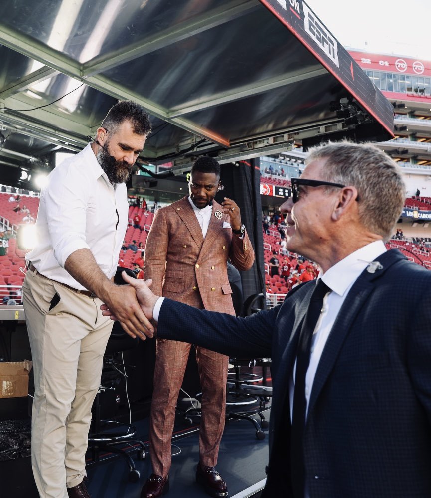 Troy Aikman (@troyaikman) on Twitter photo Making room for my new teammate and future HOF’er @jasonkelce as he will be joining <a href="/joebuck/">Tom Clements</a> and myself in the 3rd quarter on Monday Night Football tonight on ESPN🏈👊🏼 Making room for my new teammate and future HOF’er @jasonkelce as he will be joining <a href="/joebuck/">Tom Clements</a> and myself in the 3rd quarter on Monday Night Football tonight on ESPN🏈👊🏼