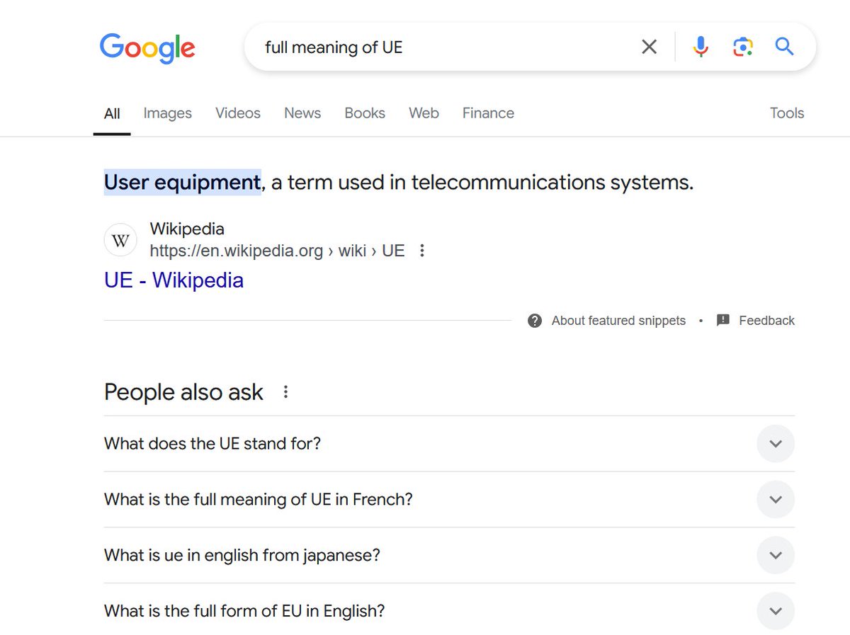 The European Community, the European Union, the European Space, and many other names that the European continent has. 
More recent name: User Equipment

That's why you don't find answers to many actions taken by the leader of the European Union. 
If European countries think they