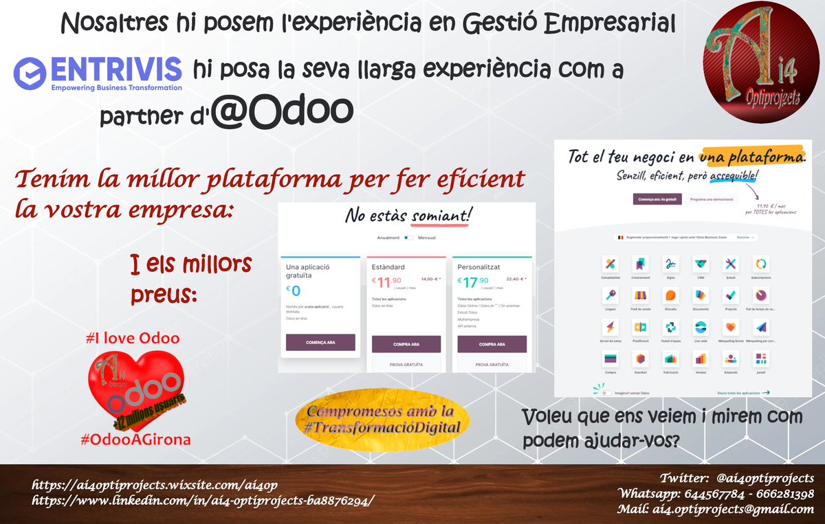ai4optiprojects's tweet photo. Si fa anys que a la nostra vida particular utilitzem Software de #CodiObert:
WordPress, OpenOffice, Java, Android, o GIMP...
A 📈Ai4Grup📈 us podem ajudar a fer una eficient #transformaciodigital amb @Odoo #OpenSource
#SolucionsAi4 #AdministracioEficient https://t.co/IyFps8FMfo