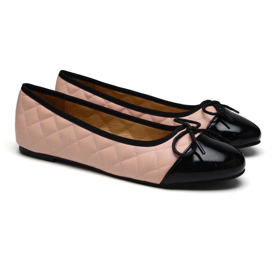 letbelewi's tweet photo. Brand New French Sole Pink Quilted Leather Ballet Flats with Black Patent Toe Cap size 39 https://t.co/pwkxSf51A7