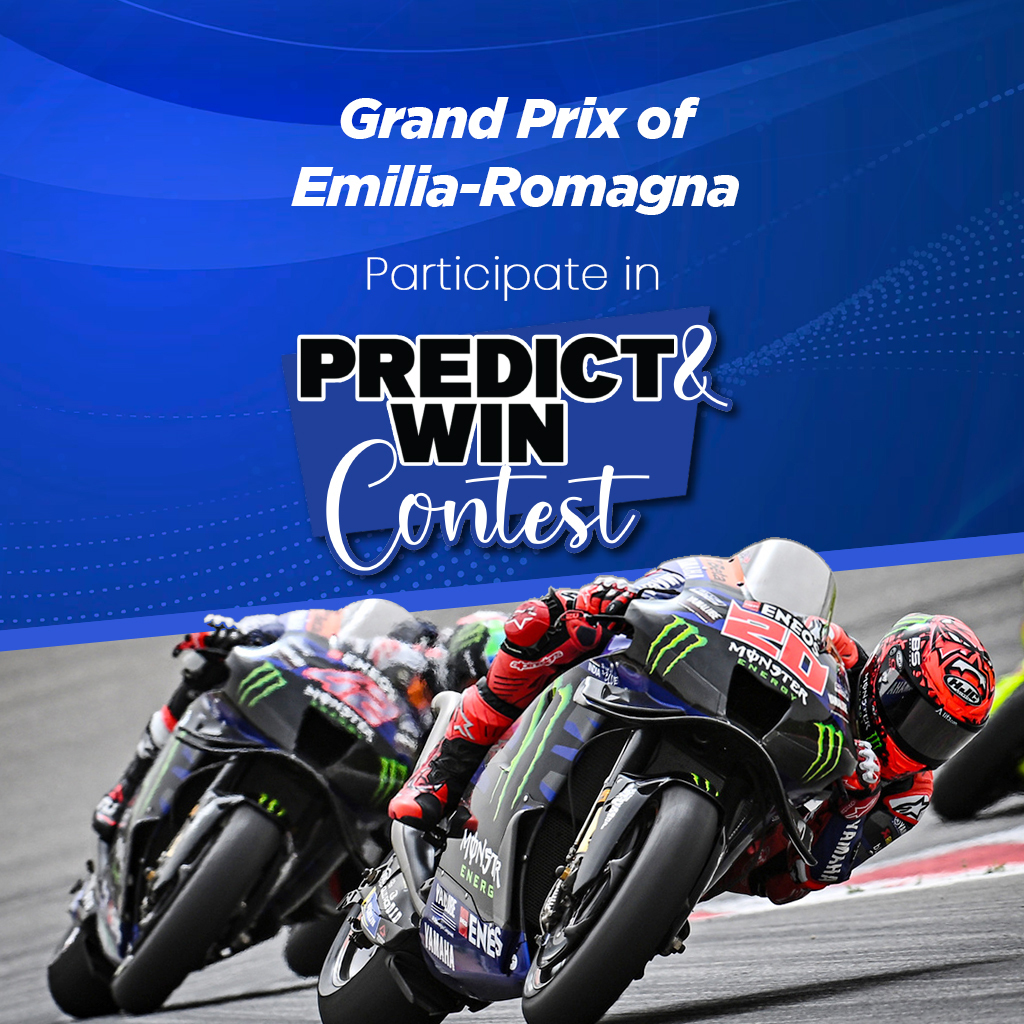 India_Yamaha's tweet photo. It's time for Round 14 at the Emilia Romagna GP! Predict the positions of our Yamaha MotoGP riders and stand a chance to win fantastic prizes.
Participate now: https://t.co/aGZClQrhbT
#MonsterYamaha #YamahaMotoGP #CallofTheBlue #PredictandWinContest #ContestAlert https://t.co/cy3lRPFsJ0