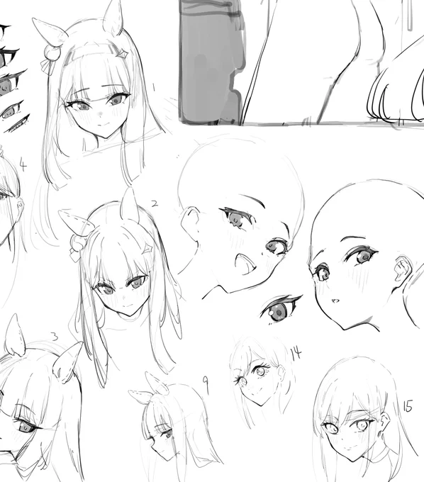 顔練、500以降はほぼ漫画模写だから見せられない、これも寝る前に消す🫠 
