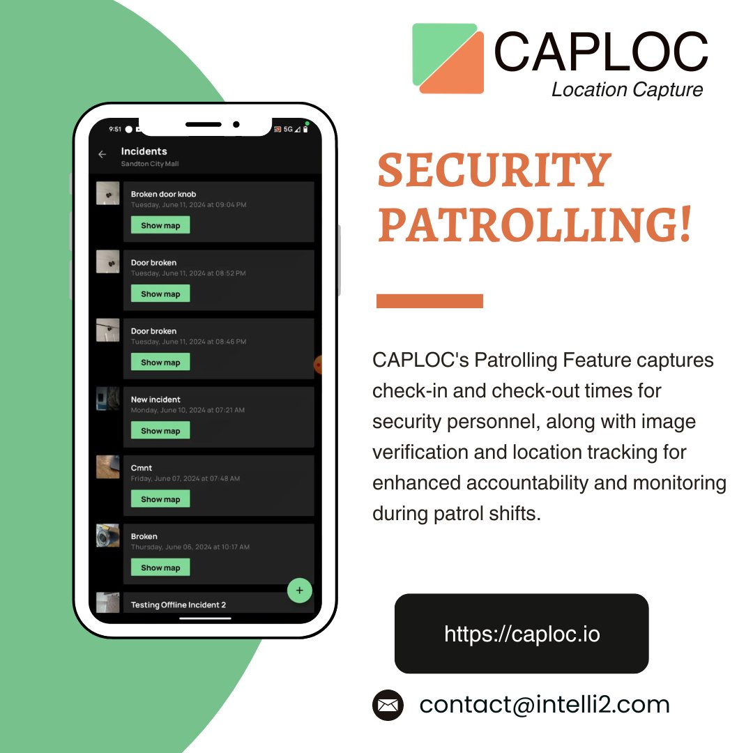 IntellisquareNg's tweet image. Stay on top of every patrol with CAPLOC’s Patrolling Feature! 📍⏰ Capture real-time check-in/check-out, image verification, and location tracking to ensure seamless security monitoring and accountability. 

#SecuritySolutions #SmartPatrolling #CAPLOC