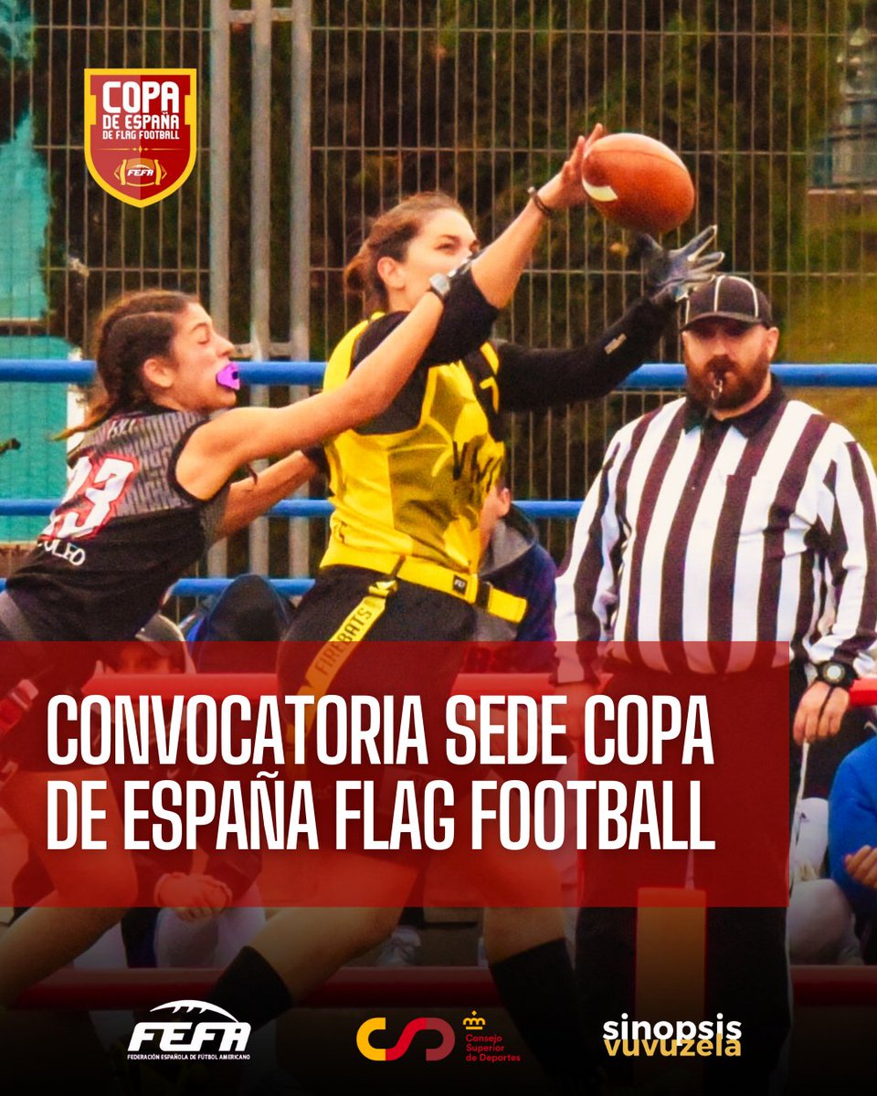 🏆 V COPA DE ESPAÑA FLAG FOOTBALL
📢 ¡El torneo busca sede! Todos aquellos clubes, federaciones territoriales o ayuntamientos interesados pueden mandar su propuesta a flag@fefa.es

⬇ + Info ⬇
fefa.es/convocatoria-s…

#ConéctatealFootball🏈
