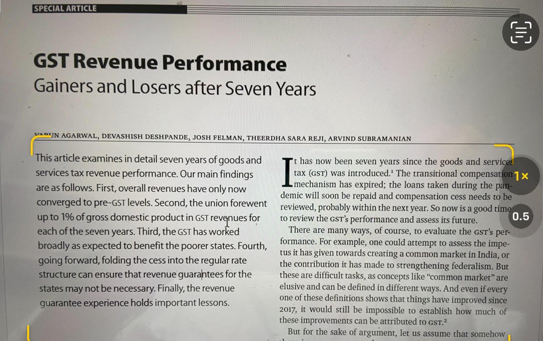 arvindsubraman's tweet photo. How has India's Goods and Services Tax (GST) performed, 7 years after its introduction?

A new paper in  @epw_in by @FelmanJosh, co-authors from @CEGIS &amp; me highlights several noteworthy findings: https://t.co/Mj7m8RQks3. 

Un-gated version here: https://t.co/UKtKARRXZS

1/ https://t.co/mElIu41Kmd
