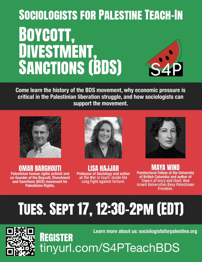 We have one more speaker! Omar Barghouti co-founder of the BDS movement for Palestinian rights will also be joining us tomorrow!! 

See you all there! 

Register here: TinyURL.com/S4PTeachBDS
