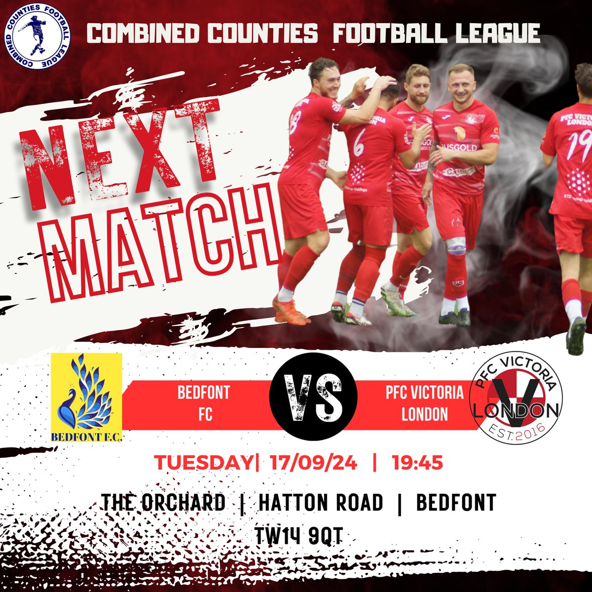 Match Prev: PFC Victoria vs Bedfont FC

After a narrow 3-2 loss in a hard-fought match last Saturday, PFC is ready to bounce back as we face local rivals Bedfont FC this Tuesday night under the floodlights. It’s another big game, and we’re determined to bring home all 3 points.