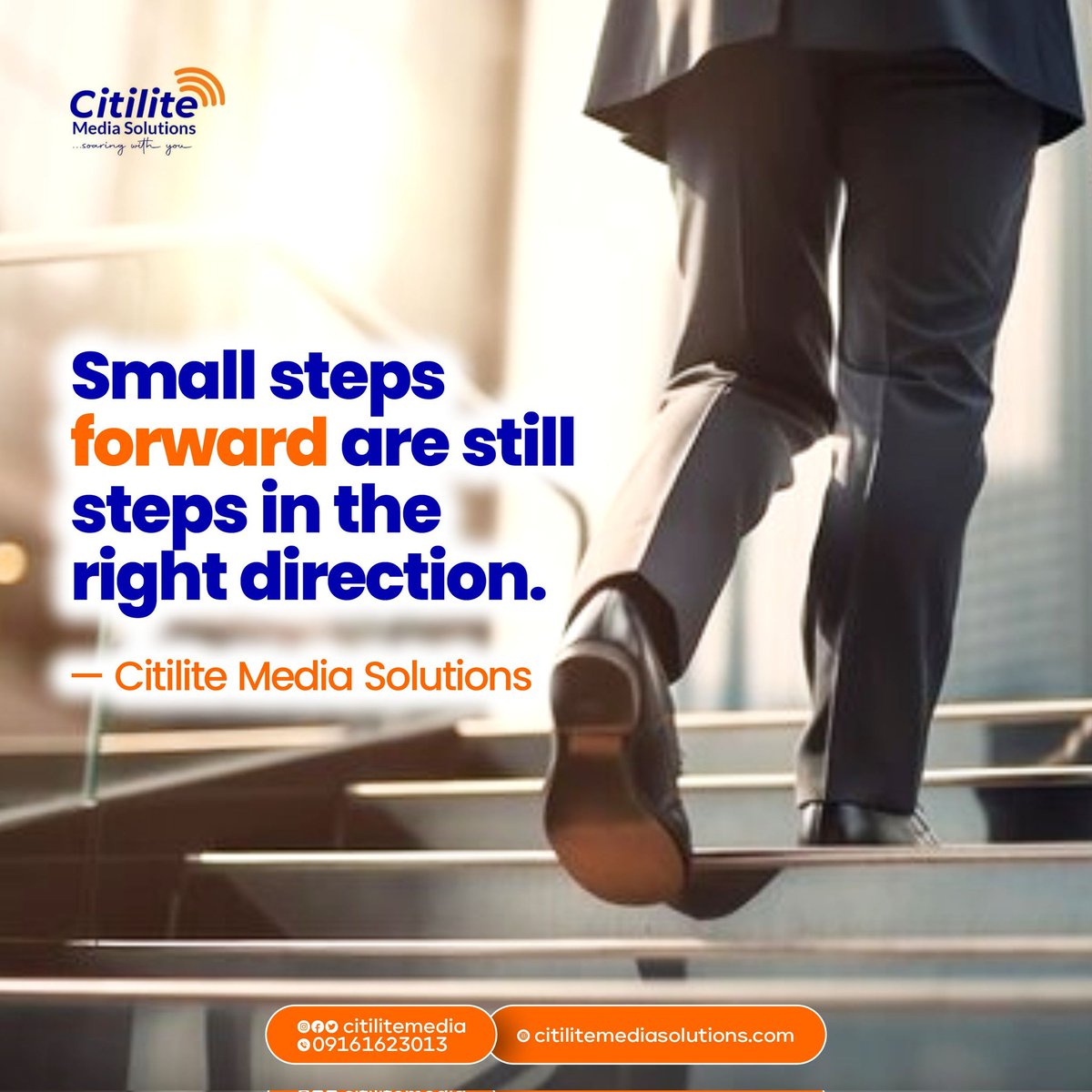 CitiliteMedia's tweet photo. At Citilite Media Solutions, we believe that every step counts, no matter how small. Progress is better than perfection.

Start your week with the mindset to keep moving forward, and watch how far you can go.

What are your goals this week?

#Mondaymotivaion https://t.co/eN7B2xHqRp