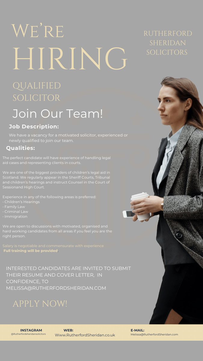 Vacancy to join our team - we are looking for a qualified solicitor to join us - apply if interested ⚖️🤍