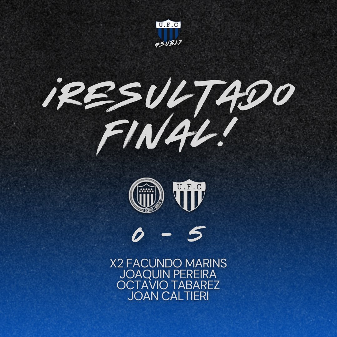 FutbolClu's tweet photo. 🖤💙 #Sub17 | ¡Victoria como visitantes en la primera fecha del campeonato!

#Peñarol 0
#Universal 5

⚽️⚽️ Facundo Marins
⚽️ Joaquin Pereira
⚽️ Octavio Tabarez
⚽️ Joan Caltieri

#ArribaLaU https://t.co/ZEU4IiBVJn