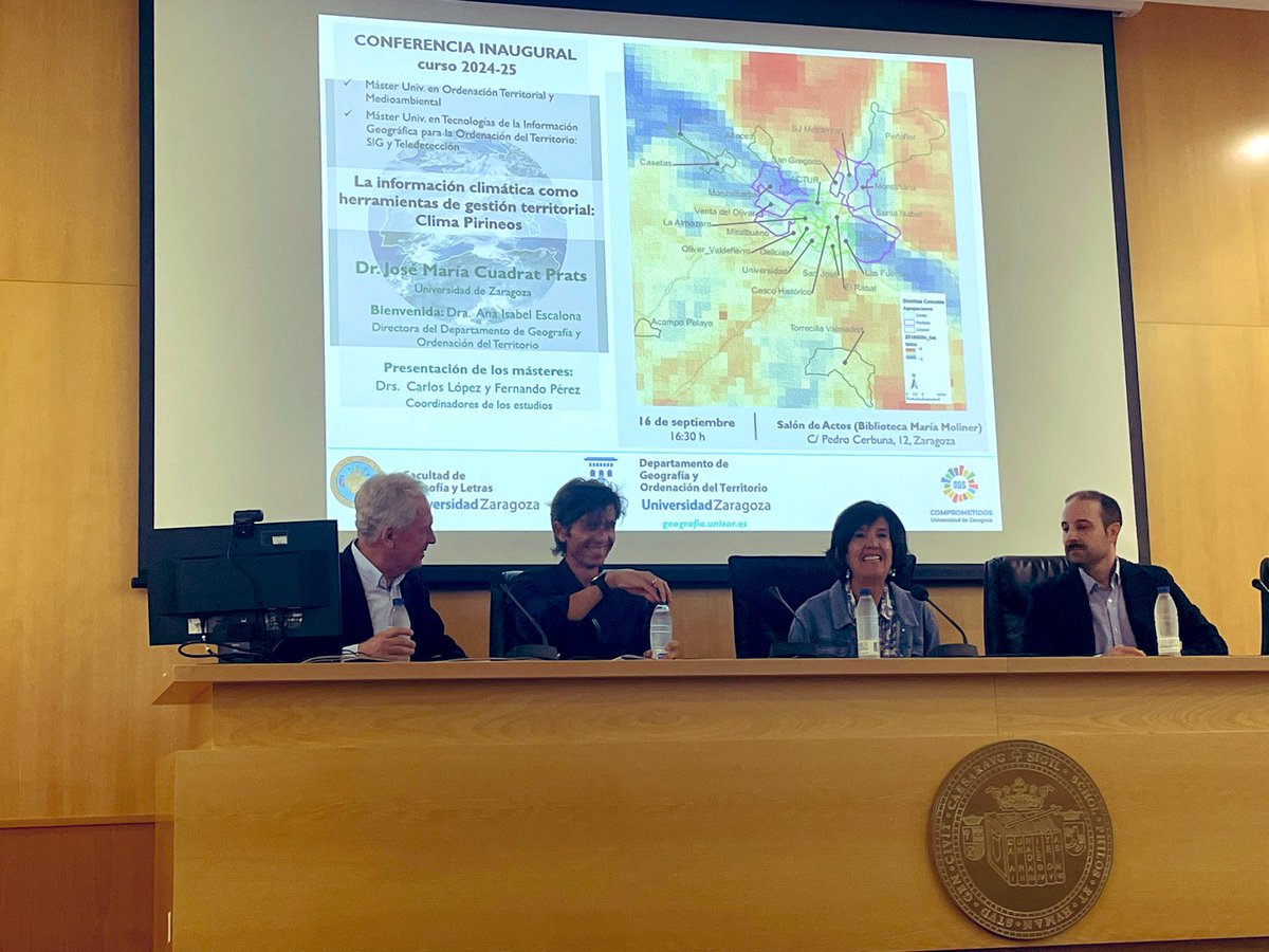 🌐 En Conferencia inaugural del curso 2024/2025 (grado / másteres) de <a href="/Geografia_UZ/">Geografía Unizar</a>
Sobre “La información climática como herramientas de gestión territorial: Clima Pirineos”
En representación de <a href="/GeografosAragon/">Colegio de Geógrafos en Aragón</a>
CC <a href="/IGEAR_Aragon/">IGEAR</a> 🌐