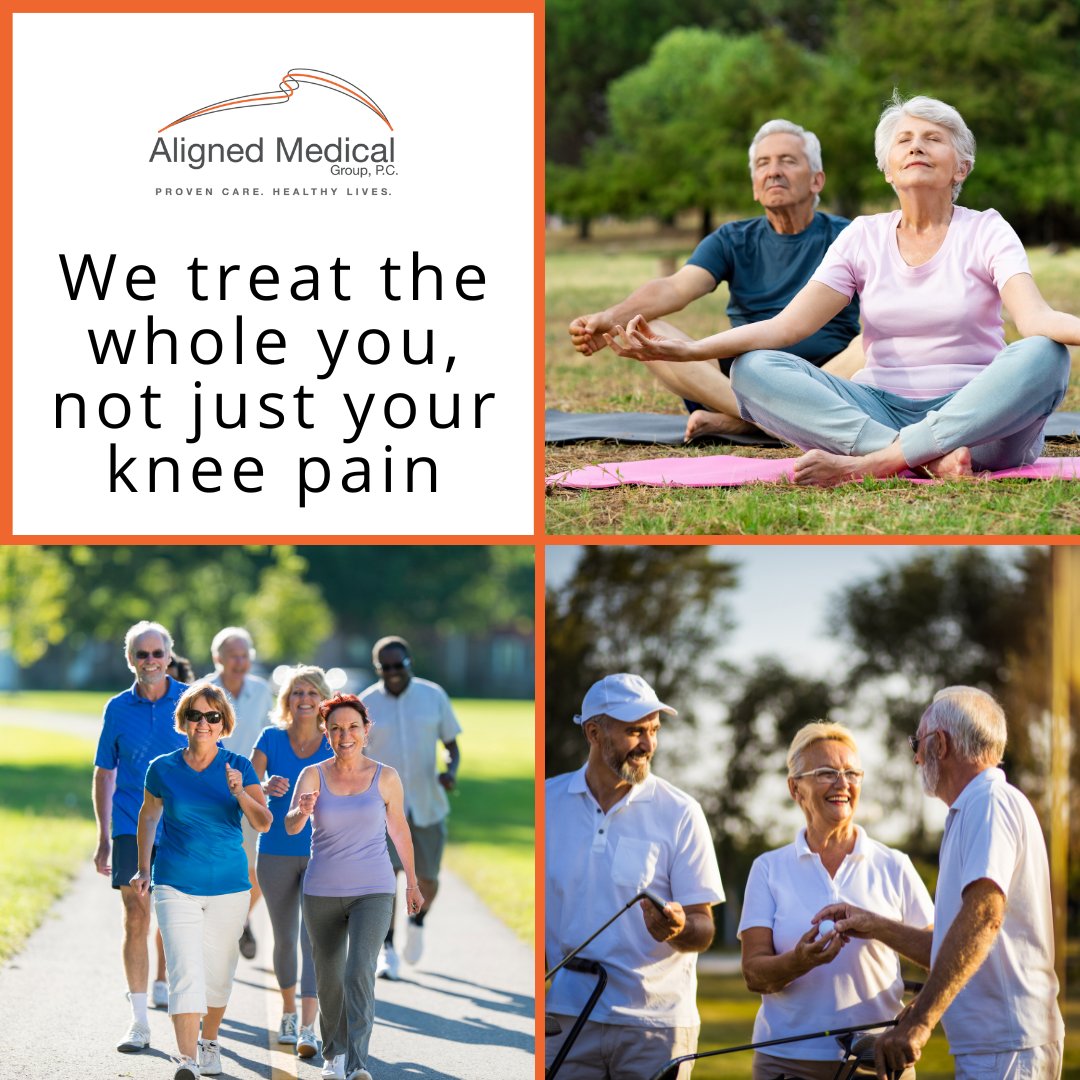 Aligned_Medical's tweet image. At Aligned Medical Group, we treat the whole you, not just your knee pain. Our holistic approach pinpoints the root cause of your pain and creates personalized #kneepain solutions. Make an appt today for non-surgical options to holistic medicine treatment plans!  #painsolutions