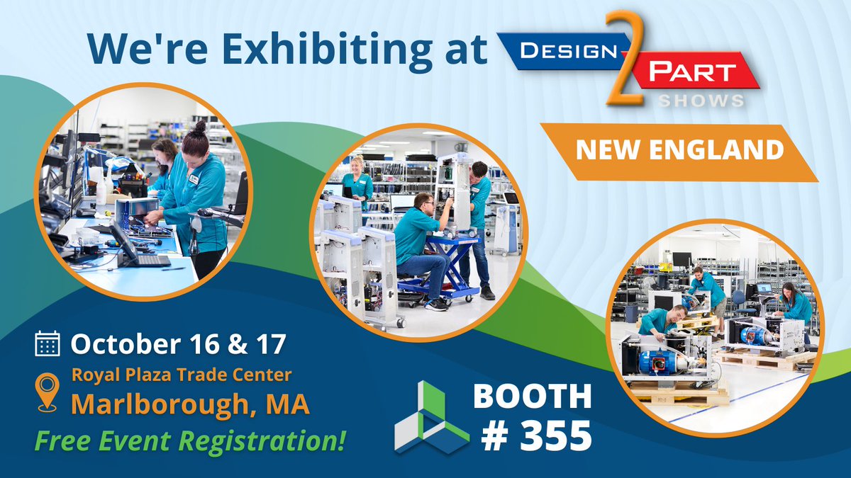 Save the date! The New England Design-2-Part Show is next month! Be sure to come visit us at booth #355 to discuss all your onshoring or scaling needs.

PS: Registration is free at bit.ly/D2P-New-Englan…

#D2P #ContractManufacturing