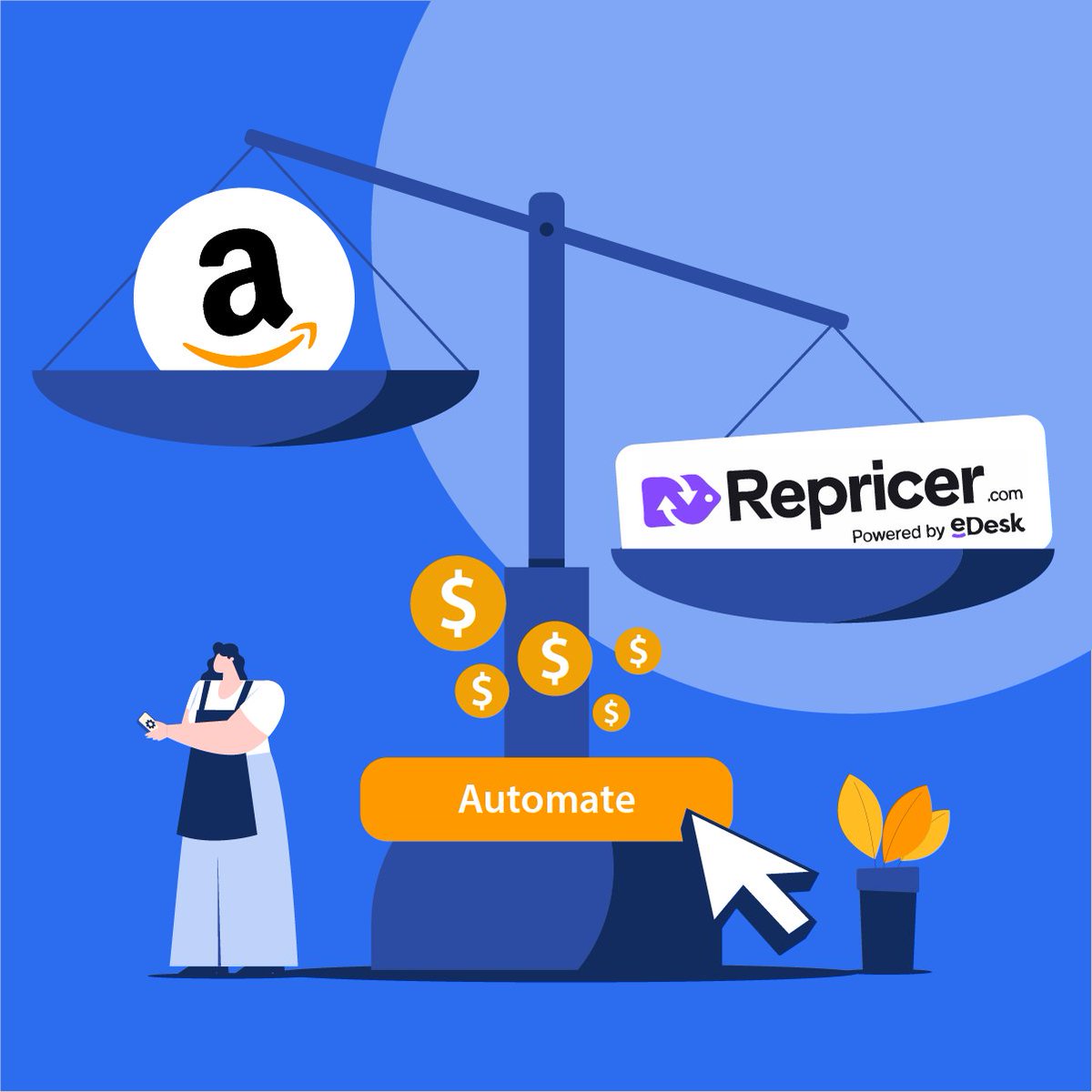 repricer's tweet photo. 🤔Stuck with Amazon’s basic automated pricing tool? It’s time for an upgrade.  🚀 Repricer helps you not just compete but win—with smarter pricing, AI, and multi-channel power. Don’t get left behind. See why sellers are switching 👉 https://t.co/kgswjlsCQZ https://t.co/VP9OVrjc6R