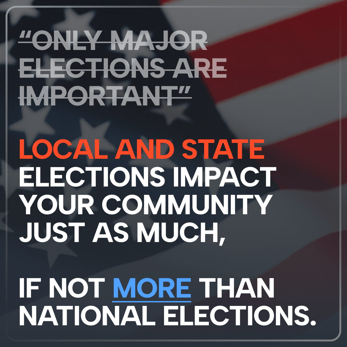 BythePeople_US's tweet photo. Think only national elections matter? Think again! Local and state elections play a crucial role in shaping your community. Every election is an opportunity to influence the issues that directly affect you and your neighbors. Don't overlook the power of your vote at every level. https://t.co/gpdJ7ZRTD7