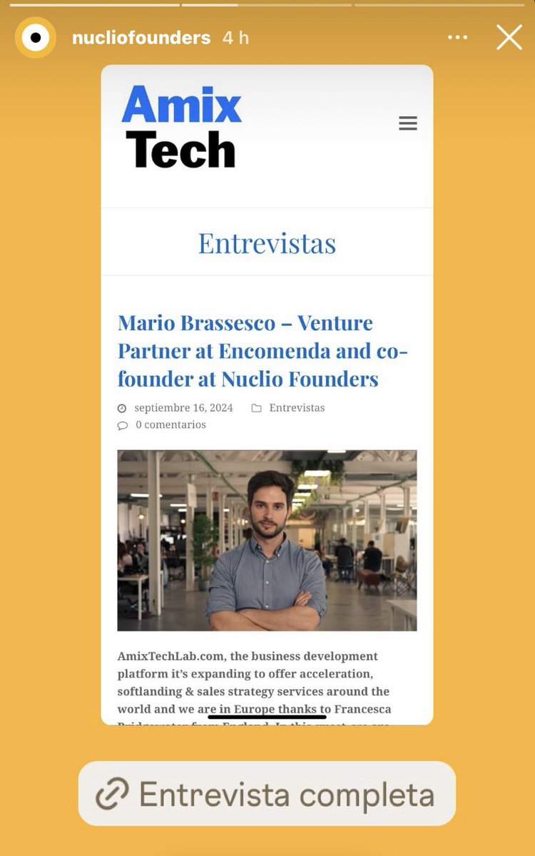 Entering the European Market with exclusive content by <a href="/amixtech/">AmixTech</a> / check the interview of <a href="/brasses_co/">Mario Brassesco García</a> from <a href="/EncomendaVC/">EncomendaVC</a> <a href="/NuclioVB/">Nuclio</a> amixtechlab.com/2024/09/16/mar…