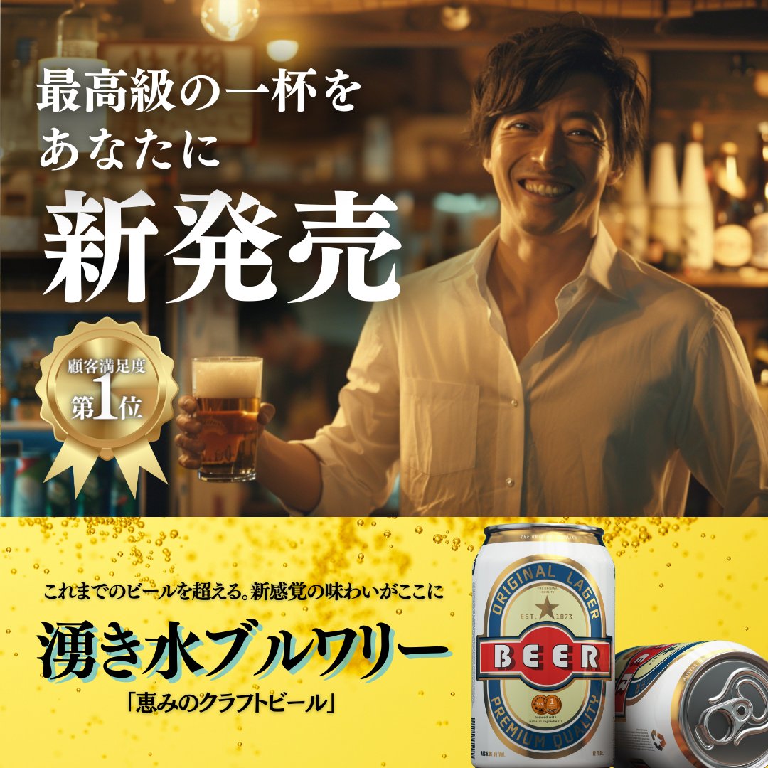 AI広告作成してみた😁

画像は、Midjourneyで画像生成
テンプレのおかげで、広告らしく出来ました！

今後は、ECの商品広告とかにもチャレンジしてみます