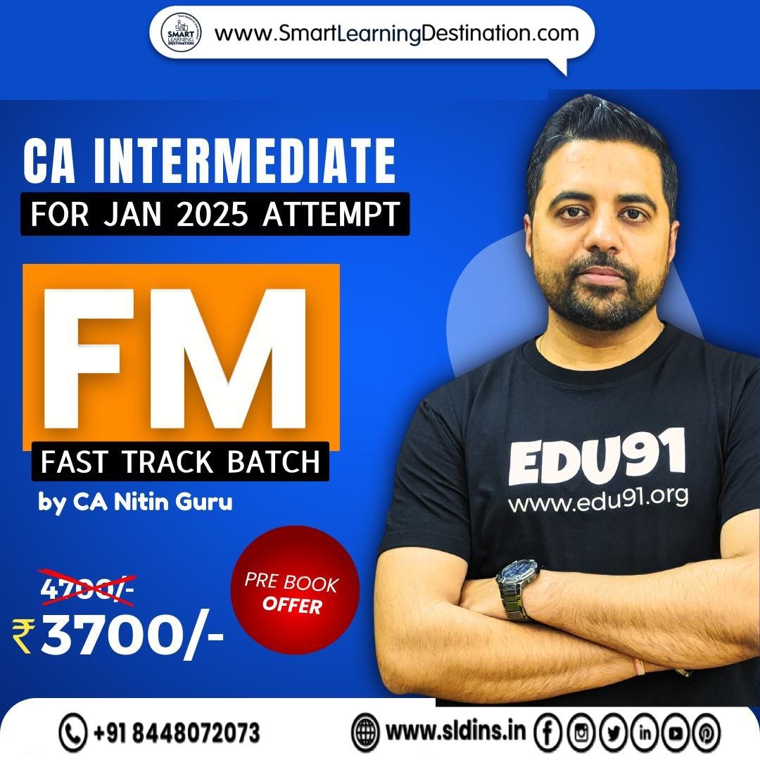 SLDINSLECTURE's tweet image. CA Inter FM Fastrack Batch by CA Nitin Guru
☎️ Enquiry Call - 8448072073
📱 WhatsApp - 9179777 7788
🌐 Visit- smartlearningdestination.com
| On-Time Free Delivery |
| Lowest Price |
| Genuine Product |
| Secure Payment |
| Best After Sell Support |
| Serving Since 2016 |
 #CA