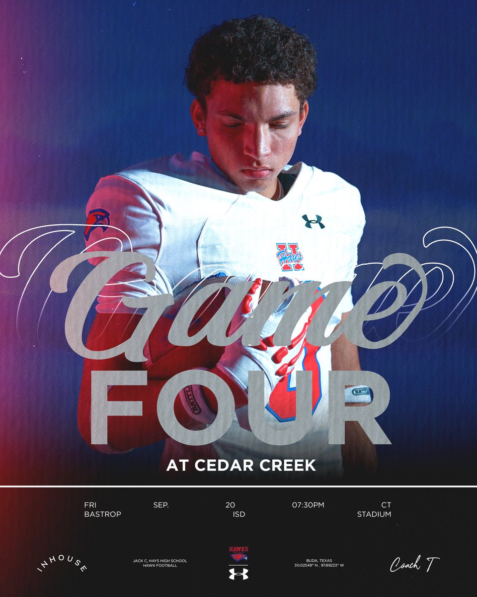 Game 4 on The Road Friday Night! #Rise <a href="/coachmarktorres/">Mark Torres</a> 

🏈 Hays vs Cedar Creek
🎟️: Link in Bio
🏟️: Bastrop ISD Stadium
🎉: 🤓