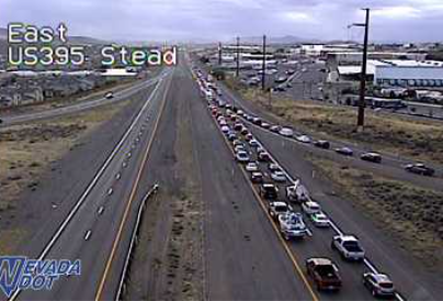 RenoTraffic's tweet photo. US-395 South at Panther

Freeway is completely closed on the southbound side due to a fatal SUV vs motorcycle crash.

5 miles of backup, and not a lot of movement.  Traffic being diverted to Panther offramp.   Old Virginia jammed up down to Parr. https://t.co/Y01xtwGWPA