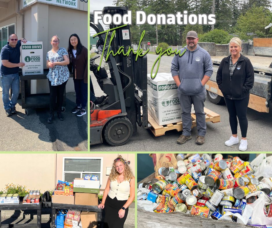 Over 2,500 pounds of food donations have been delivered by incredible groups. A huge thank you to all who hosted Food Drives! Special thanks to Lakewood Water District, Heritage Bank, Equipment Experts Inc, Corona Steel, Inc., Korsmo Construction, and Cole Pediatric Therapy.