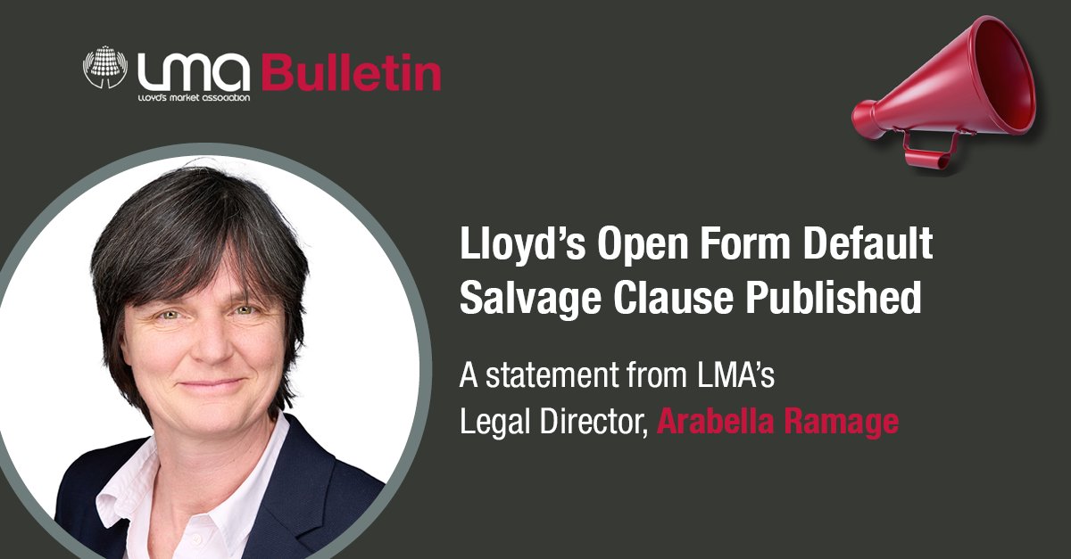 Jointly with the International Chamber of Shipping, the LMA has published the Lloyd's Open Form (LOF) Default Clause.

The clause clarifies processes for owners and underwriters when a vessel requires non-customary towage services.

Read the clause here: lnkd.in/efd5ZjAV