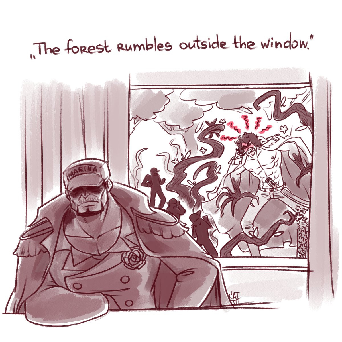 The phrase "The forest is rumbles outside the window" is perceived in a completely different way in the Marines...
P.S. Logia of the Forest, this is no joke... x)
#ONEPIECE