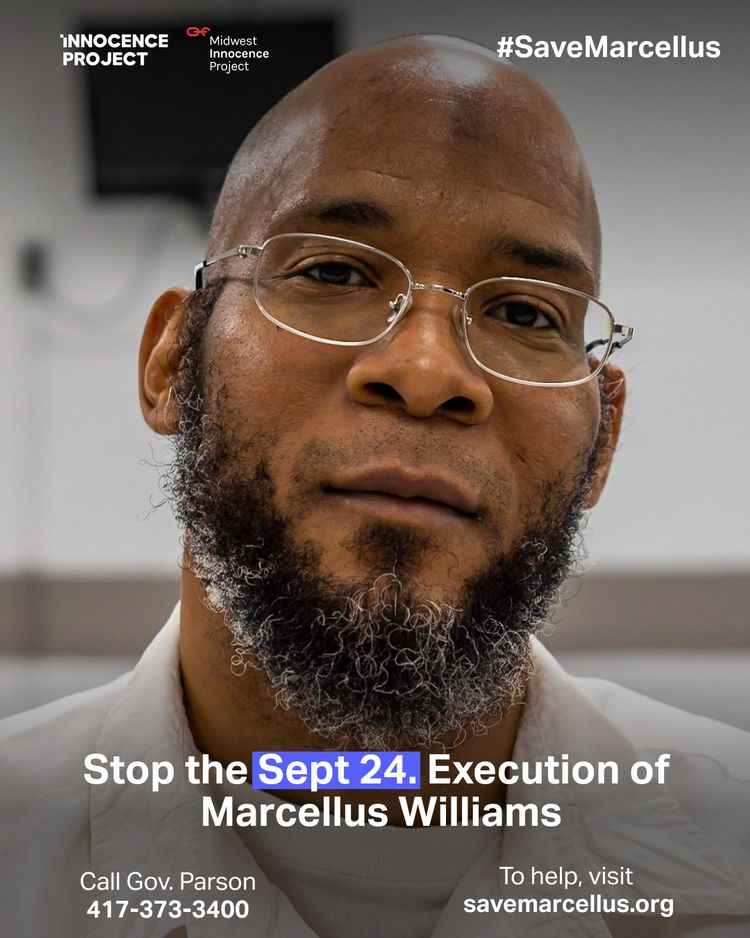 @innocenceproject and @the.mip client #MarcellusWilliams will be executed on Sept. 24 for a crime he didn't commit if @GovParsonMO does not step in. #SaveMarcellus