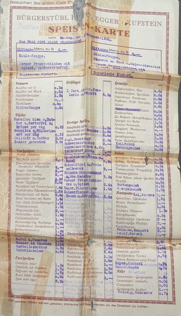 Das waren noch Preise in tirol. Wunder mi aber über die Schildkrötensuppe 😳