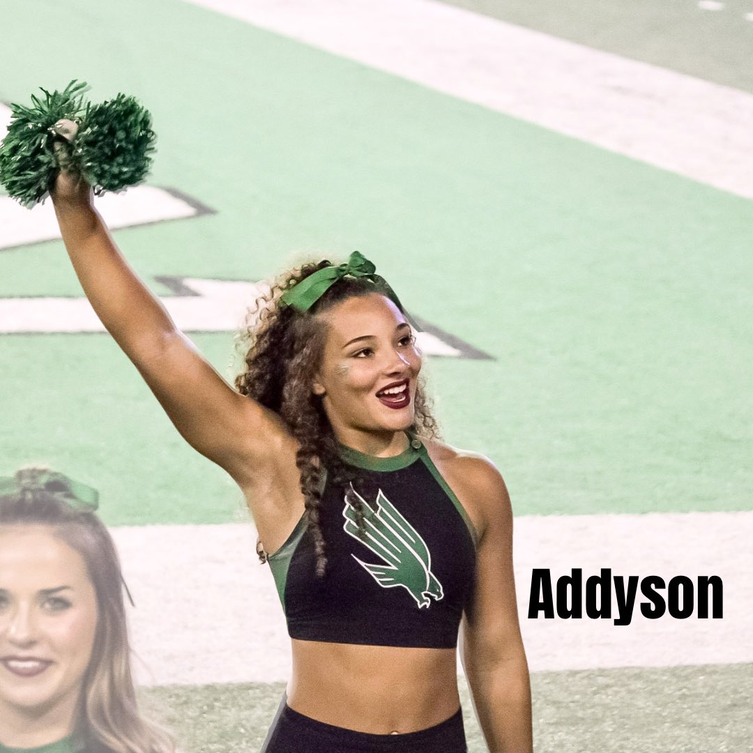 Northtxcheer's tweet photo. Meet the Mean Green Monday with 1st year Addyson! 🦅💚 #gmg https://t.co/pK26jE73vf