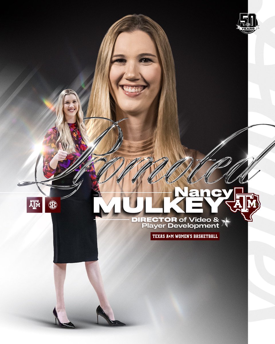 Texas A&M Women's Basketball (@aggiewbb) on Twitter photo 🚨 PROMOTION 🚨
<a href="/nancymulkey/">Nancy Mulkey</a> has been promoted to Director of Video and Player Development! Congrats, Nancy ‼️
📰 aggi.es/3z9gl08 🚨 PROMOTION 🚨
<a href="/nancymulkey/">Nancy Mulkey</a> has been promoted to Director of Video and Player Development! Congrats, Nancy ‼️
📰 aggi.es/3z9gl08