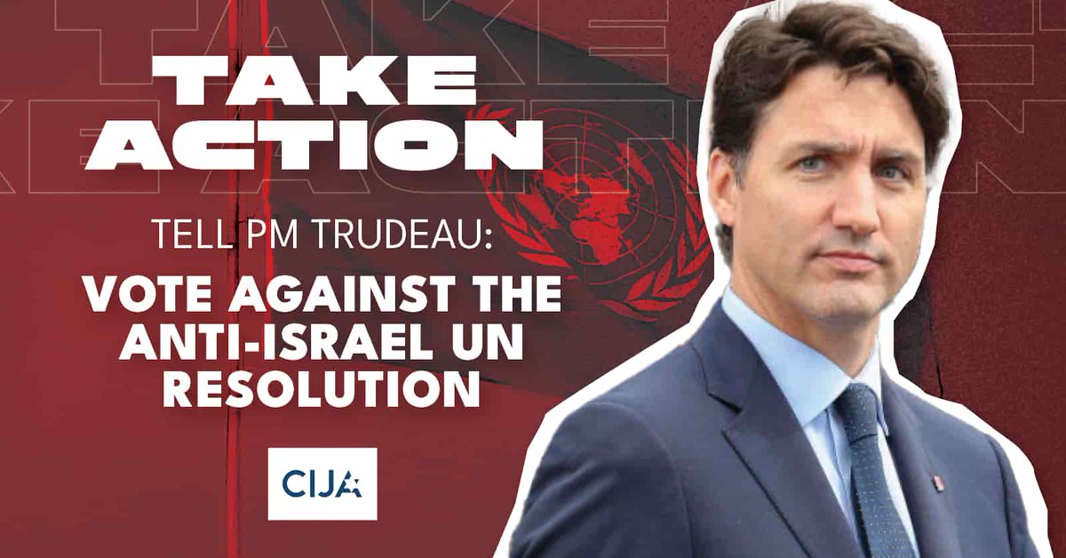 CIJAinfo's tweet photo. We need you to act fast! 
➡️ https://t.co/iTrnbDHhy9

📢Tell Prime Minister @JustinTrudeau and the Canadian government that we must stand firmly with Israel and vote NO to Wednesday's United Nations General Assembly’s attempt to pass a resolution that rewards Hamas’ declared genocidal intentions and undermines Israel’s security.