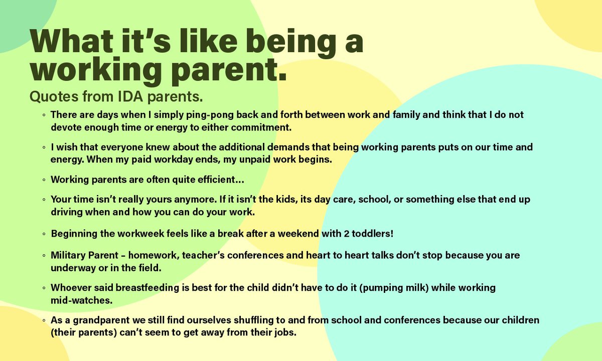 IDA_org's tweet photo. Today we celebrate #NationalWorkingParentsDay, which honors Americans who not only raise the next generation, but also participate in the workforce to support their families. https://t.co/Pit5GKAYKN