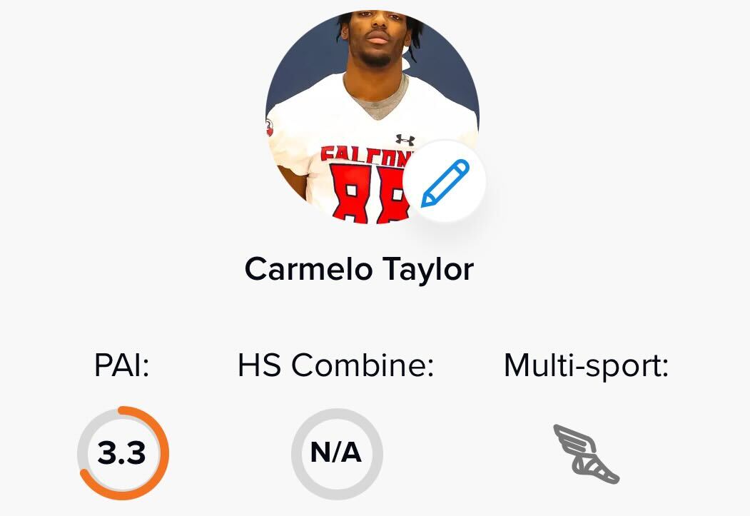 JUCO Player Highlight

Lackawanna WR Carmelo Taylor <a href="/hellcatmelo/">Carmelo D. Taylor</a>
C/o 2023 - Patrick Henry HS (VA)
6'0, 165lbs
Former 4-star (Penn State BB)

vs Snow (UT):
- 5 catches, 108 yards, 3 TDs

💨55m: 6.48 (90th %ile)
💨100m: 10.56 (96th %ile)
💨200m: 21.34 (97th %ile)