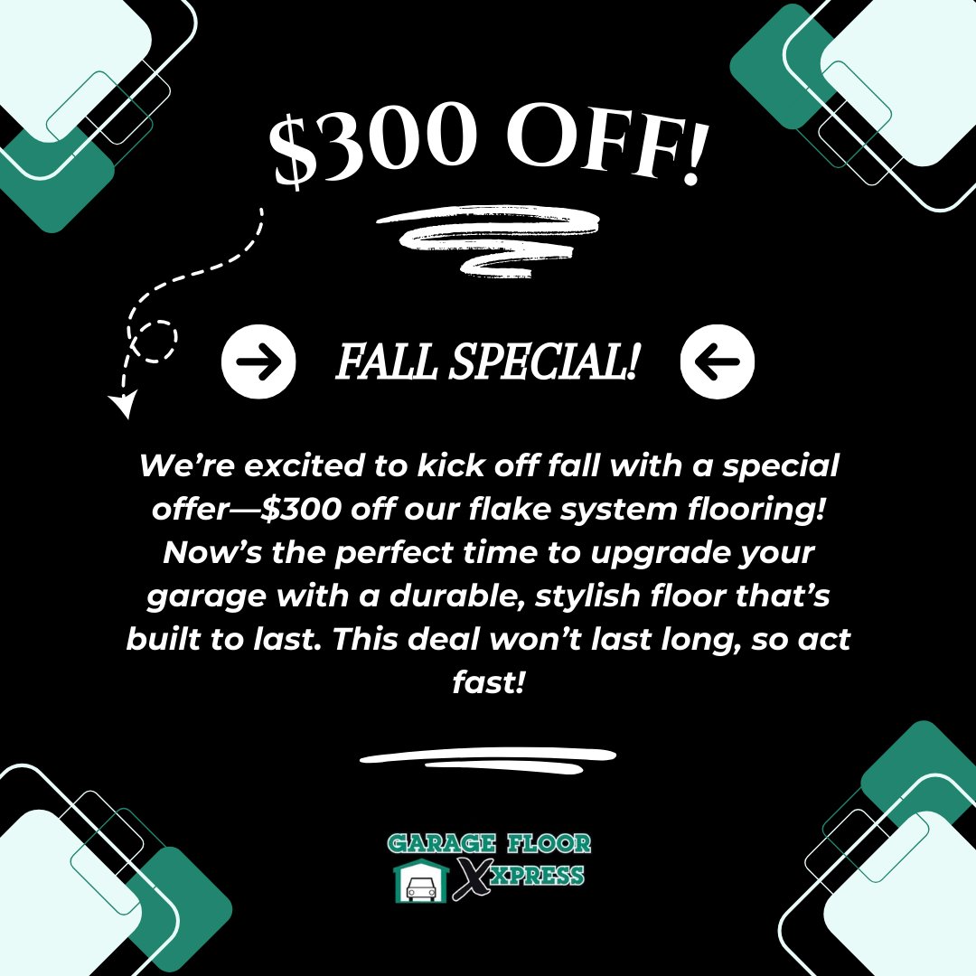 GarageFlXpress's tweet image. 🍂 Fall Special Alert! 🍂

🔥 This offer is only available for a limited time, so don&apos;t wait! Message us today to claim your discount and get started on your garage transformation.

#fallspecial #discountedrate #flooringcompany #garageflooring #garagefloorxpress #charlestonsc