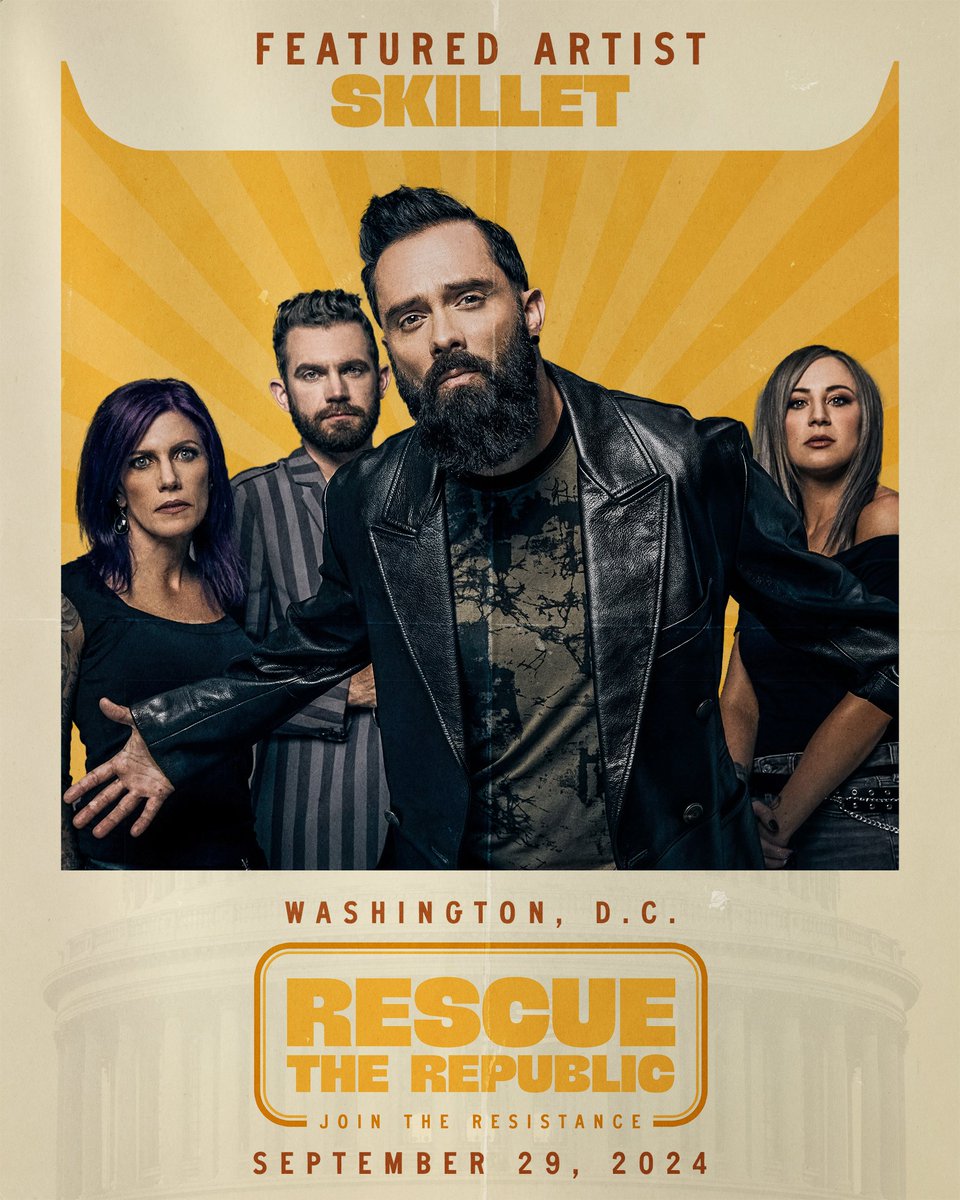 RescueRepublic's tweet photo. 🎸We've been talking a lot about our amazing speaker lineup, but our entertainers and artists are also going to be absolutely fantastic! From rock to rap to folk and more, we are bringing the talent to #RescueTheRepublic! Can't wait to see you all there! 
🕊️❤️🇺🇸 
#JointheResistance #Unity #rockstars

@skilletmusic @TheDefiantUSA @struggjennings @TennesseeJet @FiveTimesAugust @DPAK_WORLD @HumanGarage