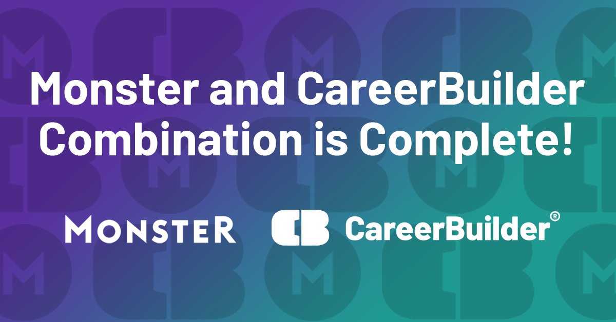 Today marks the first day of <a href="/CareerBuilder/">CareerBuilder</a> and #Monster combining into one company! Together, our brands create a job board with greater scale and reach that will allow us to deliver greater value to both talent and employers. 
Details here: prnewswire.com/news-releases/…
