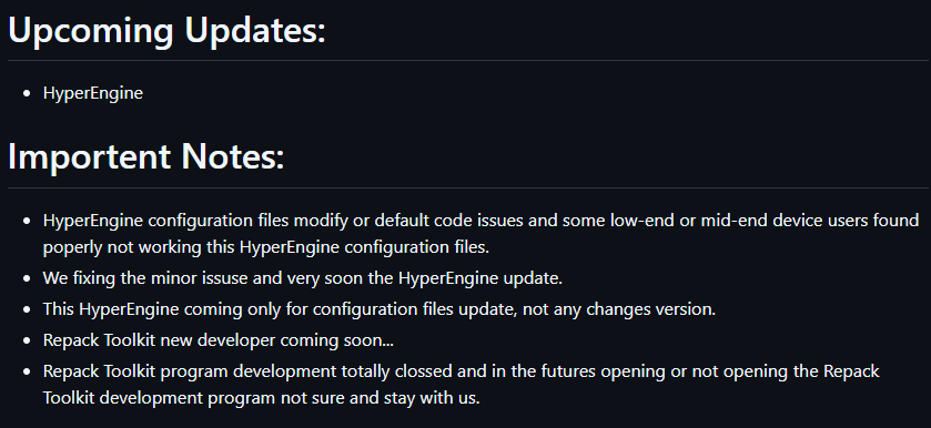 RaptorRepack's tweet image. HyperEngine Configuration Files Update Coming Very Soon...
#HyperEngine #RepackToolkit #RaptorRepack