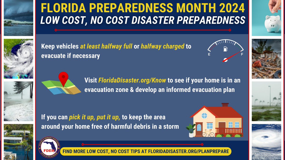 MiamiDadeEM's tweet photo. Disaster preparedness doesn't have to be costly. There are many ways to stay prepared ahead of a disaster, including keeping your yard free of debris & your gas tank halfway full.
Learn more – https://t.co/5FDwiwjm6B.
#FLPrepMonth https://t.co/nUMQI6E5hC