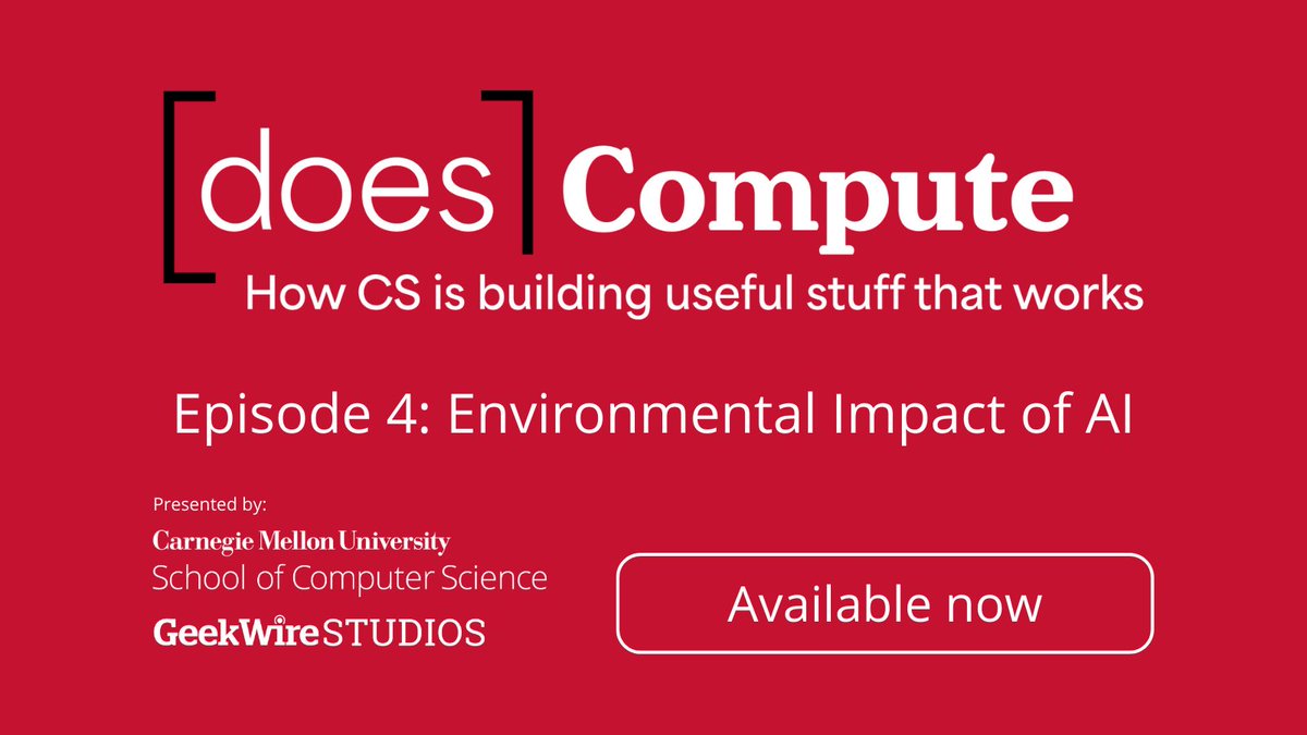 geekwire's tweet image. Episode 4 of Does Compute, Environmental Impact of AI, is available now. Hear from @CarnegieMellon alum Priya Donti as she discusses how AI and machine learning impact efforts to address climate change. Watch now at youtu.be/lv4etQ3xZpY  #Sponsored #GWStudios