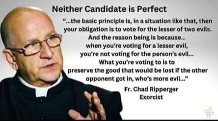 MBartoldGen315's tweet photo. How strange that Francis can't assist us in making the correct moral decision---but Fr. Chad Ripperger can and did.

#Countdownto2029 #CatholicX #CatholicTwitter #CatholicChurch #TheCatholicVote https://t.co/1N5Bn22smT