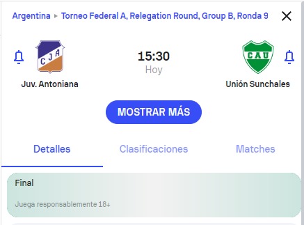GildoTips's tweet image. Juventud Antoniana de local es una topadora. 7 V, 3 E y 1 sola derrota. En cambio Unión Sunchales de visitante perdió el 85% de sus partidos y tampoco juega su central por excelencia, Jerónimo Almada. 

En la primera ronda ya se enfrentaron y ganó Antoniana 3-0.