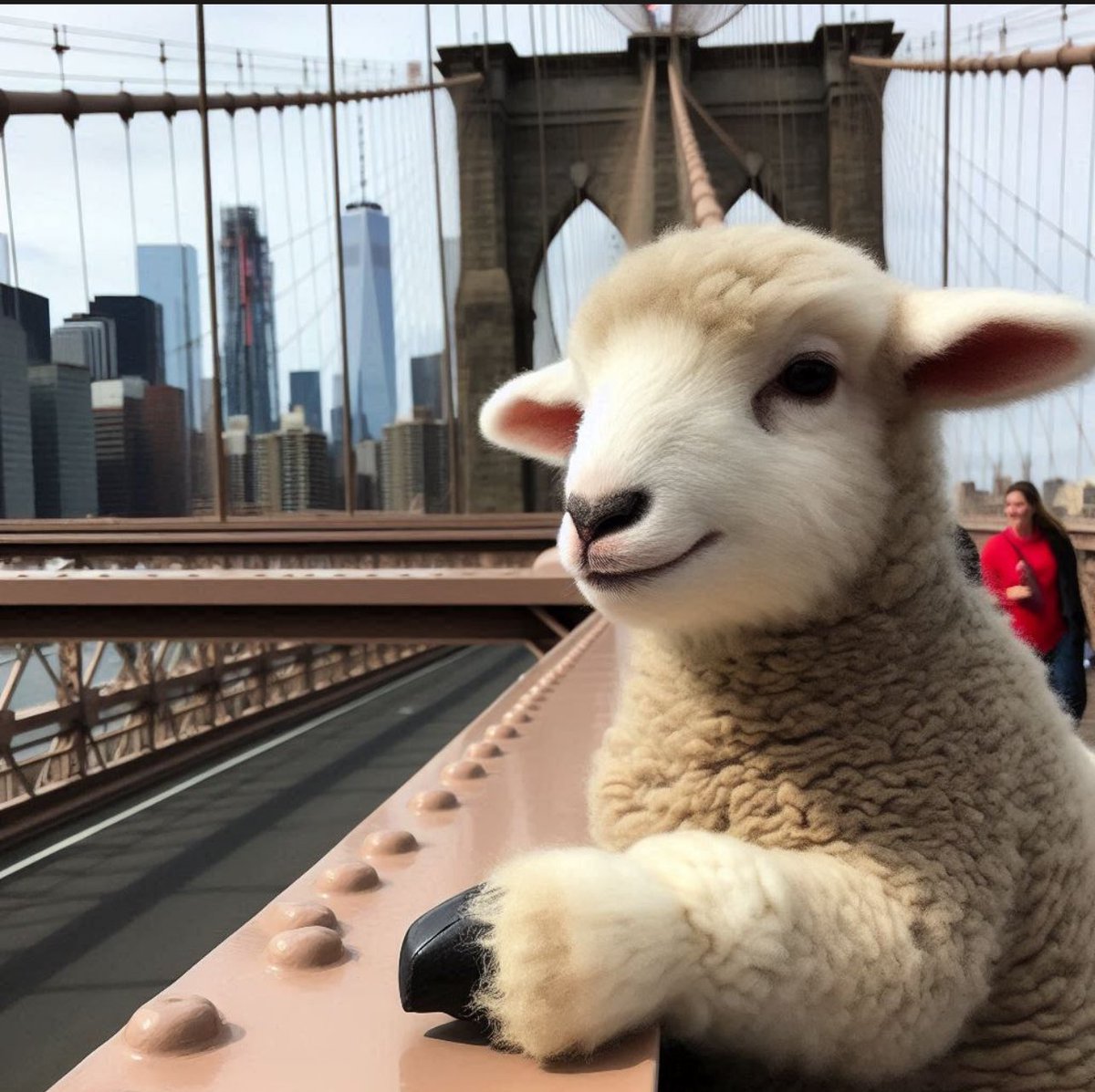 lambforfun's tweet photo. 🐑✨ Lamb Meme Coin at Brooklyn Bridge! 🌉

Our Lamb Meme Coin is exploring NYC! Join the herd and be part of the fun on the Solana blockchain! 🐑🚀

#LambMemeCoin #BrooklynBridge #CryptoAdventure #cryptomarket https://t.co/DuDPXSZyEg