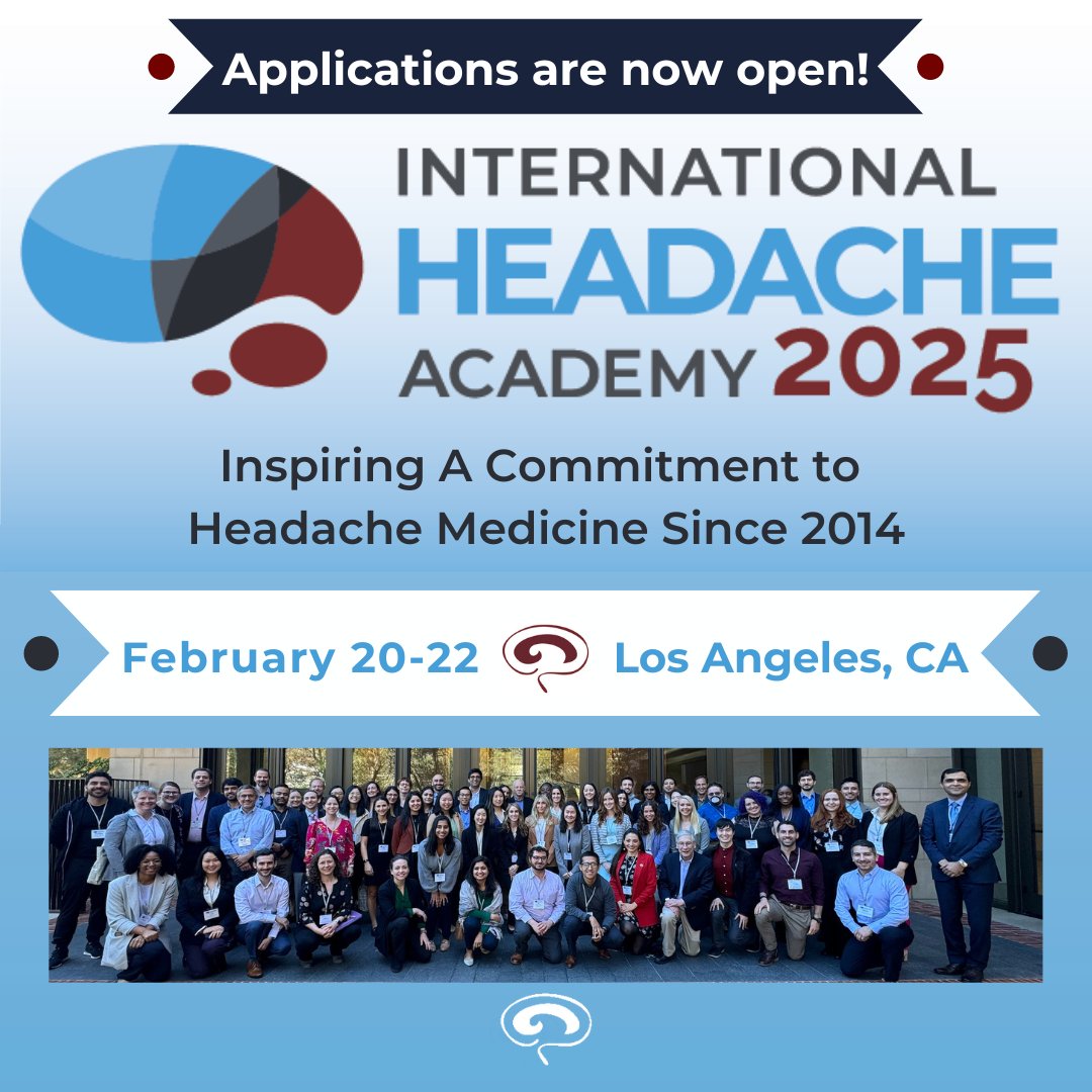 Apply today for the 2025 International #HeadacheAcademy! Join us Feb 20-22 in Los Angeles, CA. Open to PGY-3+ Residents, Fellows, and clinicians/researchers in the US, Canada, &amp; Latin America. View full eligibility criteria and apply by Oct 27: bit.ly/3zoqLc4