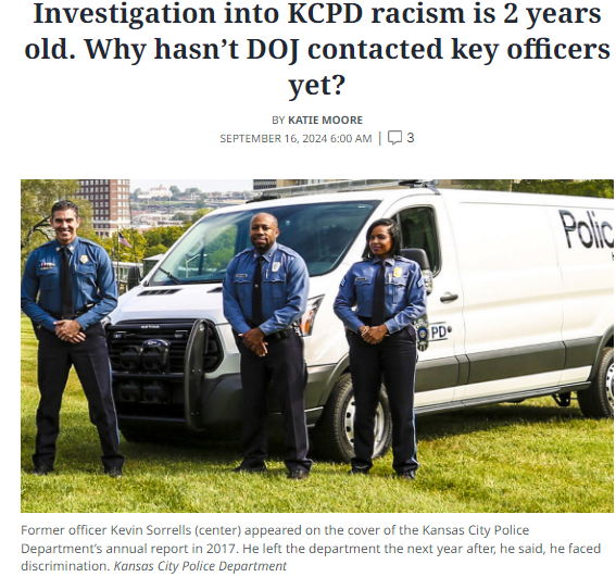 UrbanLeagueKC's tweet image. It’s been 2 years since the U.S. Department of Justice launched an investigation into the hiring, employment practices and mistreatment of Black KCPD officers. So why hasn’t the DOJ contacted any current or former Black KCPD employees yet, according to the @KCStar? #kcpd #DOJ
