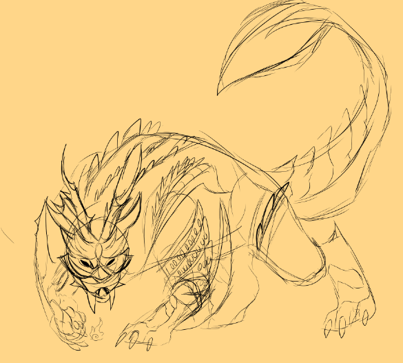 JumpyKit's tweet image. messy magnamolo sketch i did just for fun i guess, i also just really like monster hunter. might do chibis of the monsters and take requests for which ones to draw. #MonsterHunter #art #smallartist