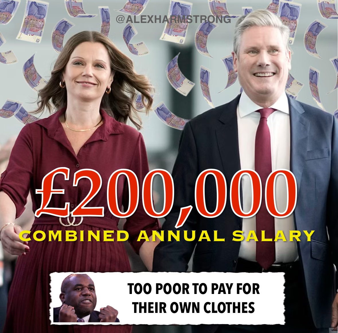 Don’t forget, while 750,00 pensioners freeze this winter, the millionaire Starmer’s are too poor to pay for their own clothes.