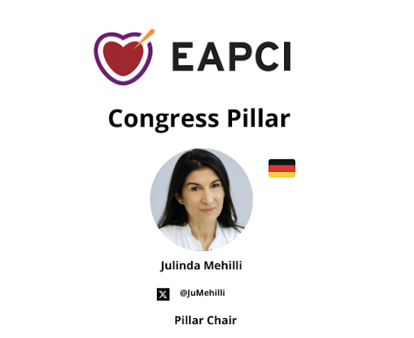 EAPCIPresident (@eapcipresident) on Twitter photo The #EAPCI Congress Pillar 2024-2026 will be led by Pillar Chair Julinda Mehilli
Overseeing the work of the #EAPCI Educational content, Courses and Webinars Committee & the #EACPI Congress Committee
Congratulations <a href="/JuMehilli/">Julinda Mehilli</a> looking forward to a productive term The #EAPCI Congress Pillar 2024-2026 will be led by Pillar Chair Julinda Mehilli
Overseeing the work of the #EAPCI Educational content, Courses and Webinars Committee & the #EACPI Congress Committee
Congratulations <a href="/JuMehilli/">Julinda Mehilli</a> looking forward to a productive term